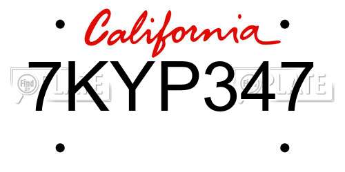 7KYP347 California License Plate