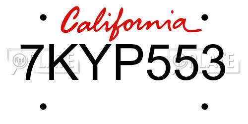 7KYP553 California License Plate
