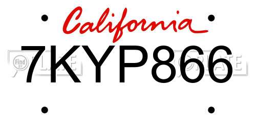 7KYP866 California License Plate