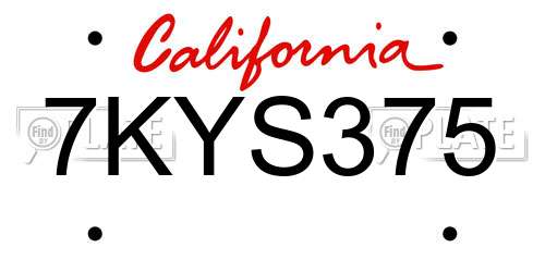 7KYS375 California License Plate
