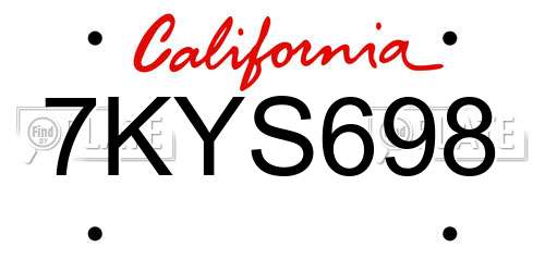 7KYS698 California License Plate