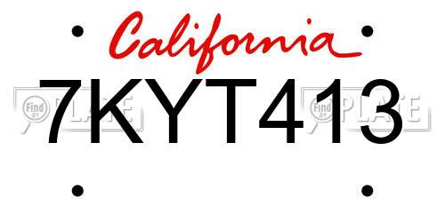 7KYT413 California License Plate