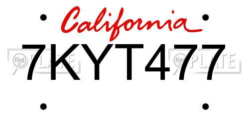7KYT477 California License Plate