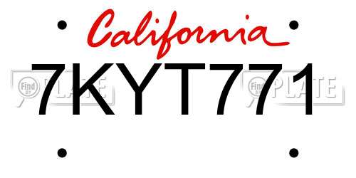 7KYT771 California License Plate