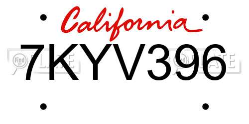 7KYV396 California License Plate