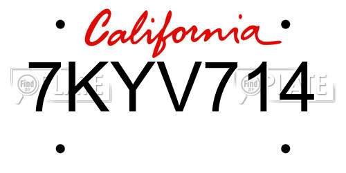 7KYV714 California License Plate