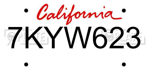 7KYW623 California License Plate