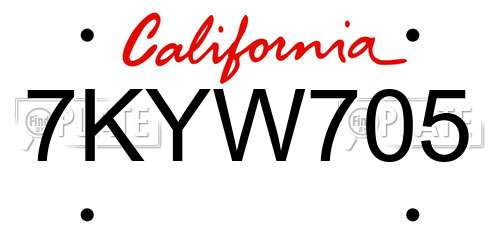 7KYW705 California License Plate