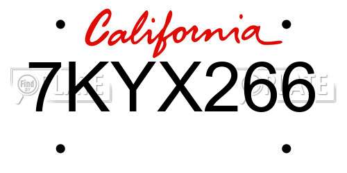 7KYX266 California License Plate