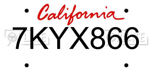 7KYX866 California License Plate