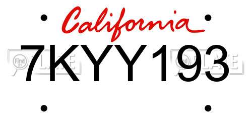 7KYY193 California License Plate