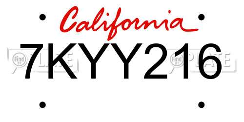 7KYY216 California License Plate