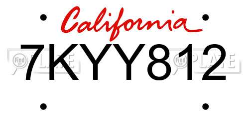 7KYY812 California License Plate