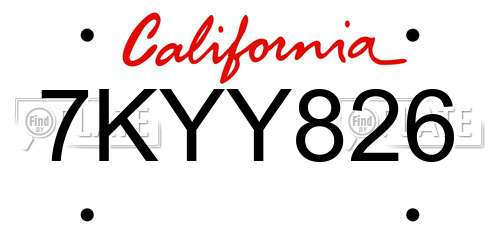 7KYY826 California License Plate