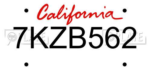 7KZB562 California License Plate