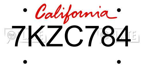 7KZC784 California License Plate