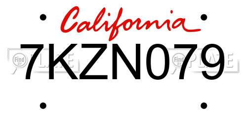 7KZN079 California License Plate