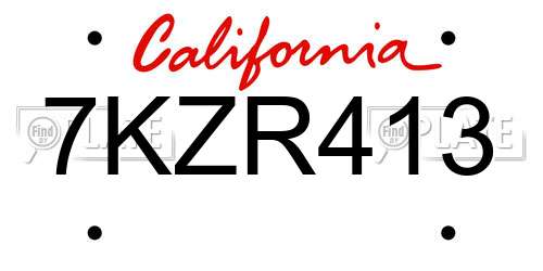 7KZR413 California License Plate