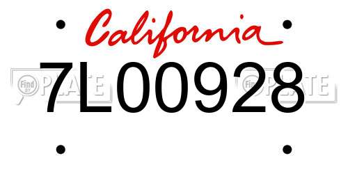 7L00928 California License Plate