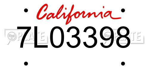 7L03398 California License Plate