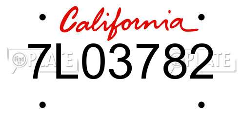 7L03782 California License Plate