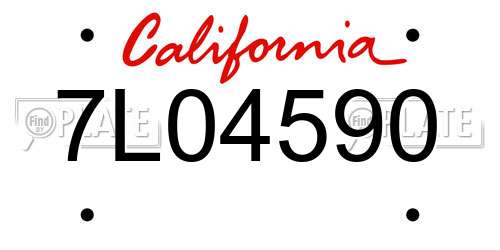 7L04590 California License Plate