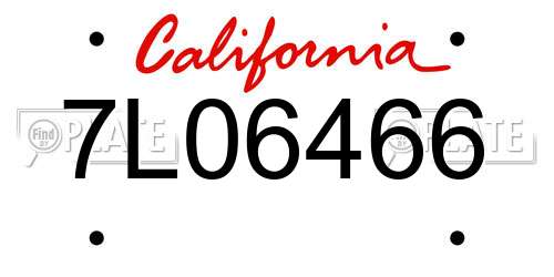7L06466 California License Plate