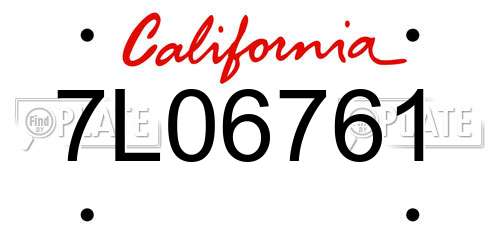 7L06761 California License Plate