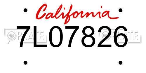 7L07826 California License Plate