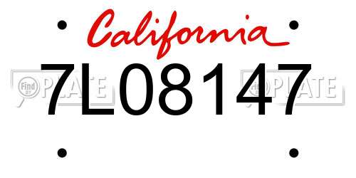 7L08147 California License Plate