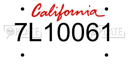 7L10061 California License Plate