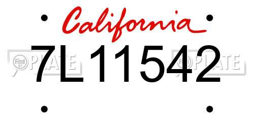 7L11542 California License Plate