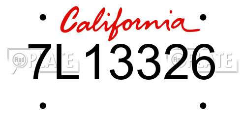 7L13326 California License Plate