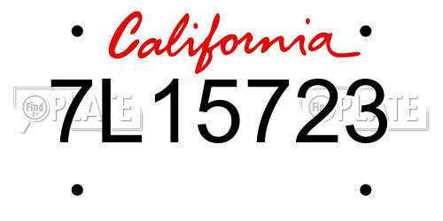 7L15723 California License Plate