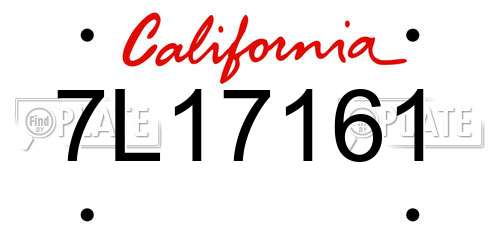 7L17161 California License Plate