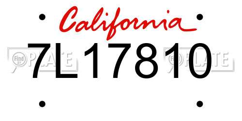 7L17810 California License Plate