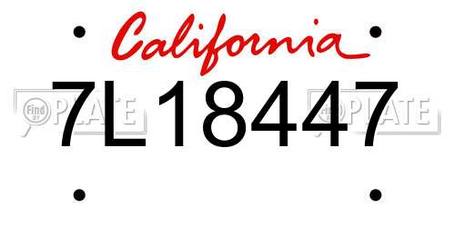 7L18447 California License Plate