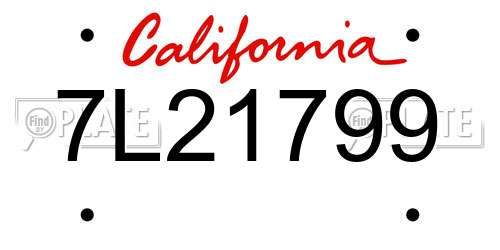 7L21799 California License Plate