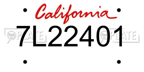 7L22401 California License Plate