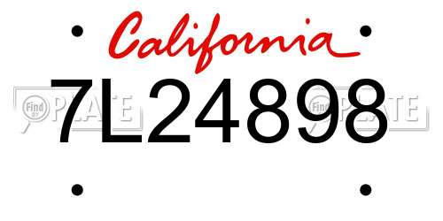 7L24898 California License Plate