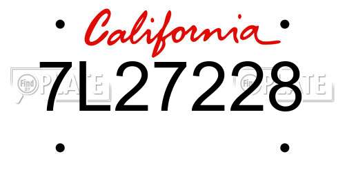 7L27228 California License Plate