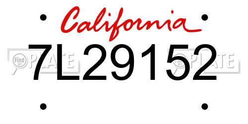 7L29152 California License Plate