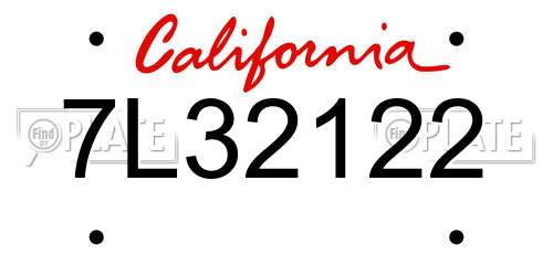 7L32122 California License Plate