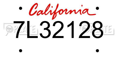 7L32128 California License Plate