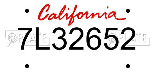 7L32652 California License Plate