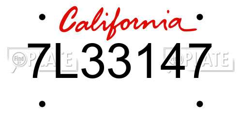 7L33147 California License Plate