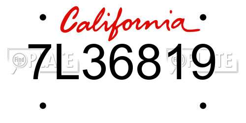 7L36819 California License Plate