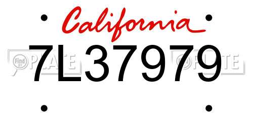 7L37979 California License Plate