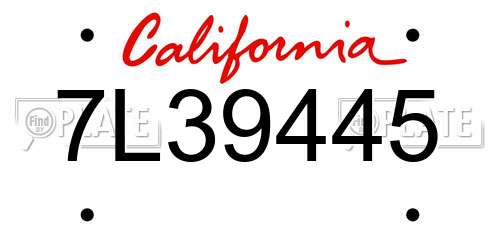 7L39445 California License Plate