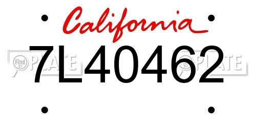 7L40462 California License Plate